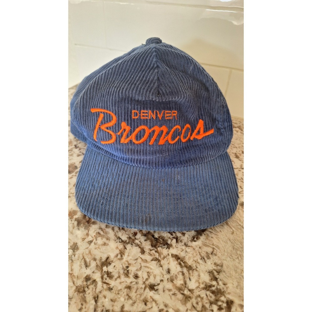 Vintage Sports Specialties Denver Broncos Script‎ Corduroy Hat Blue
